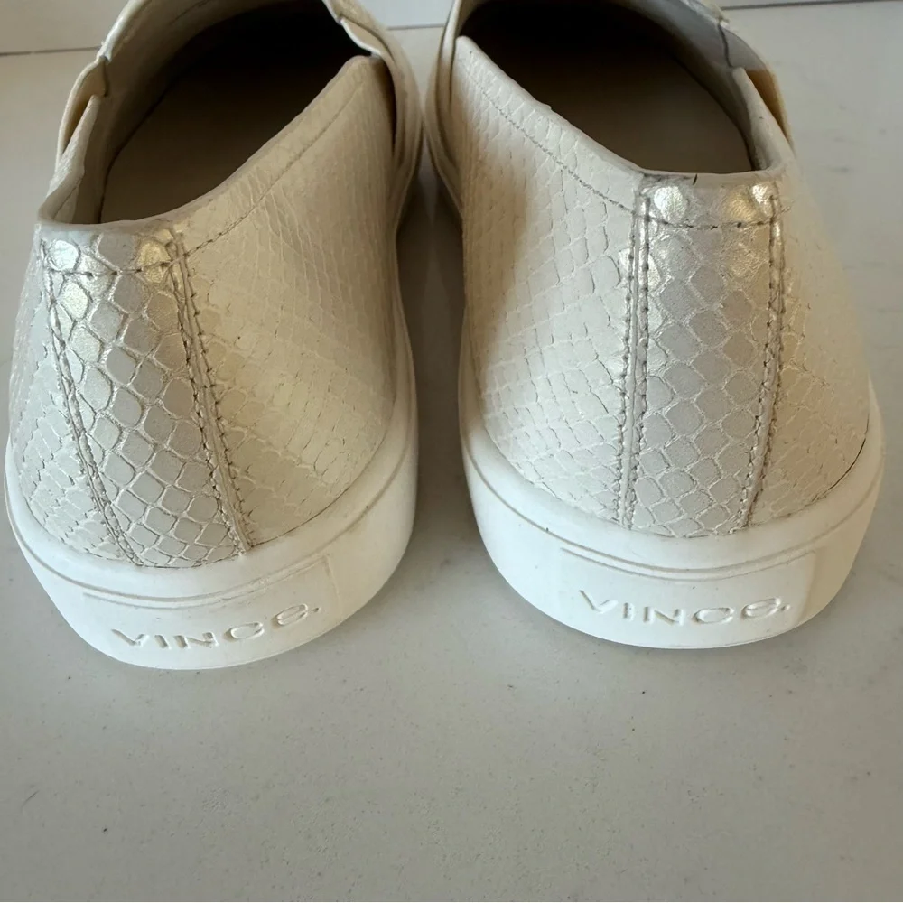 Vince Blair Slip-On Sneakers | White / Snake-Embossed Leather | Size 6 | NWOB